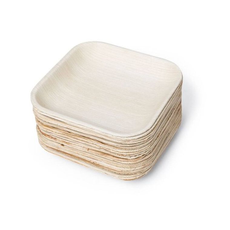 Palm Leaf 6x6 Inch Square Plates - Pack of 25 plates